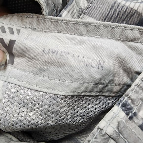 Old Navy Shorts Mens 31 Myles Mason Gray Plaid Stretch Mid Rise Cargo - Picture 9 of 14